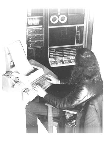 [Chris at the PDP12A, introduced in 1969, 725 PDP-12s were built]